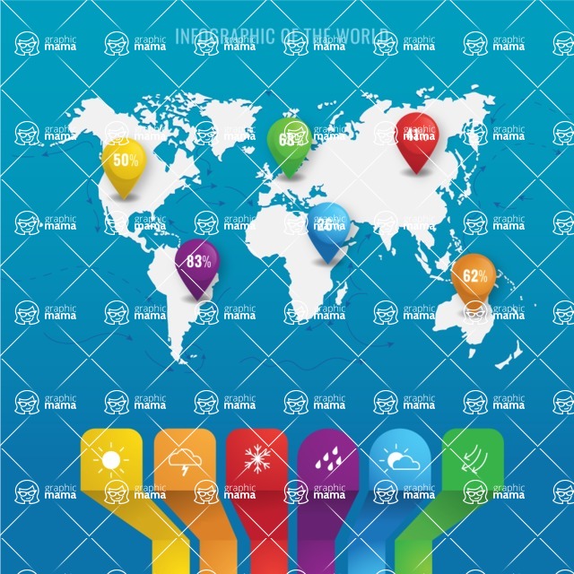 Infographic Templates Collection - Vector, Photoshop, PowerPoint, Google Slides - World Map Infographic Template